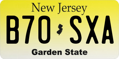 NJ license plate B70SXA