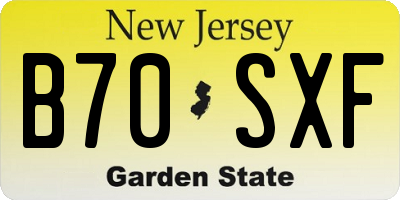 NJ license plate B70SXF