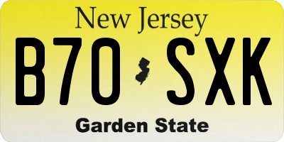 NJ license plate B70SXK