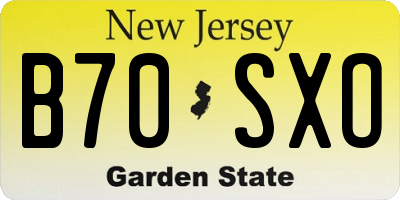 NJ license plate B70SXO