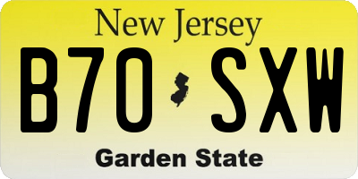 NJ license plate B70SXW