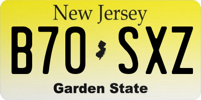 NJ license plate B70SXZ