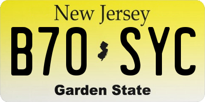 NJ license plate B70SYC