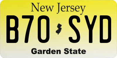 NJ license plate B70SYD