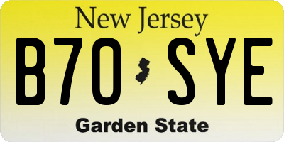 NJ license plate B70SYE