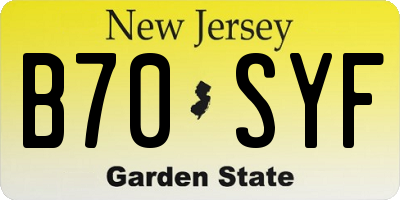 NJ license plate B70SYF