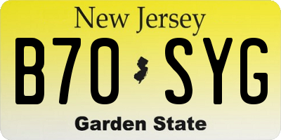 NJ license plate B70SYG