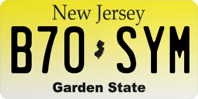 NJ license plate B70SYM