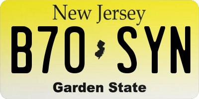 NJ license plate B70SYN