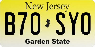 NJ license plate B70SYO