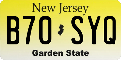 NJ license plate B70SYQ