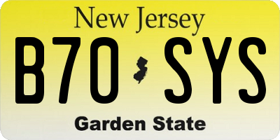 NJ license plate B70SYS