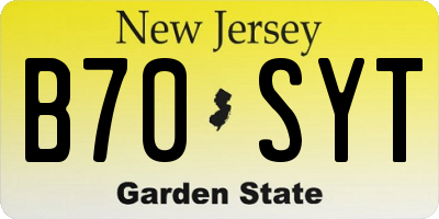 NJ license plate B70SYT
