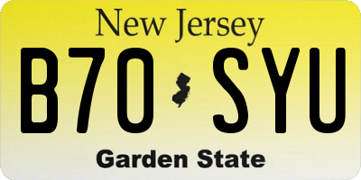 NJ license plate B70SYU
