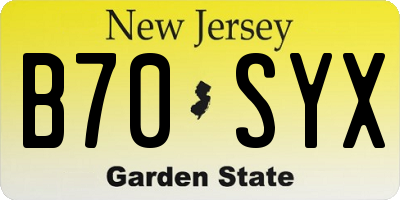 NJ license plate B70SYX