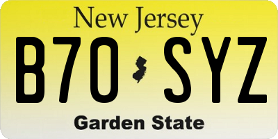 NJ license plate B70SYZ