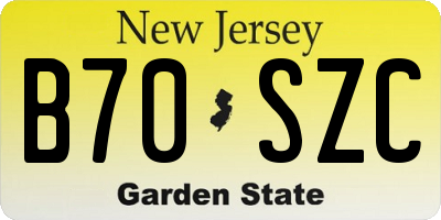 NJ license plate B70SZC