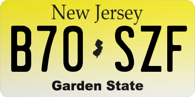 NJ license plate B70SZF