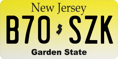 NJ license plate B70SZK