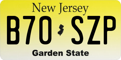 NJ license plate B70SZP