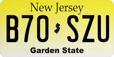 NJ license plate B70SZU