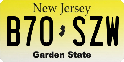 NJ license plate B70SZW