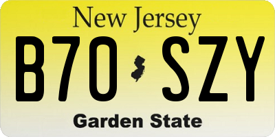 NJ license plate B70SZY