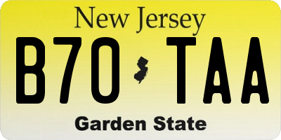 NJ license plate B70TAA