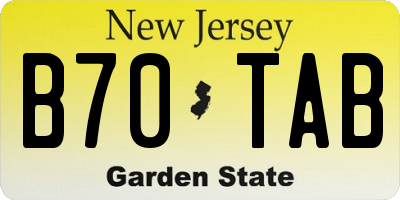 NJ license plate B70TAB