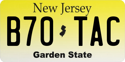 NJ license plate B70TAC