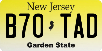 NJ license plate B70TAD