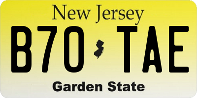 NJ license plate B70TAE