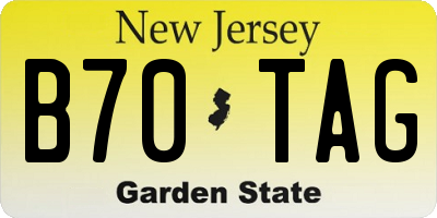 NJ license plate B70TAG