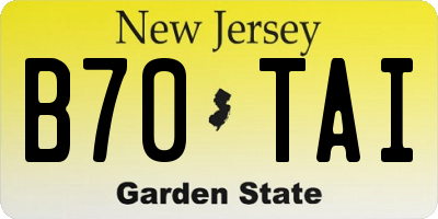 NJ license plate B70TAI