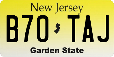 NJ license plate B70TAJ