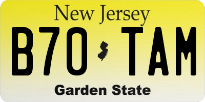 NJ license plate B70TAM