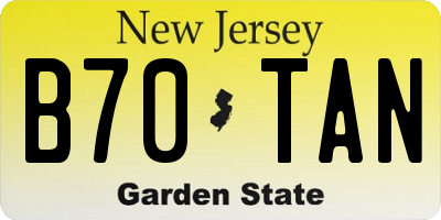 NJ license plate B70TAN