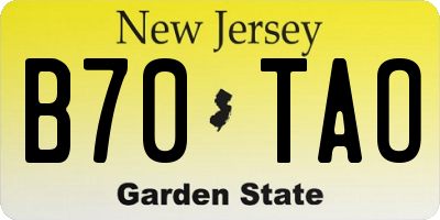 NJ license plate B70TAO