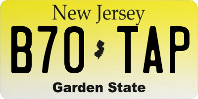 NJ license plate B70TAP