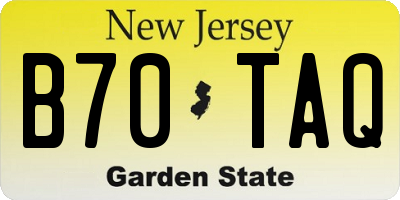 NJ license plate B70TAQ