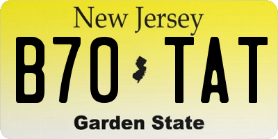 NJ license plate B70TAT