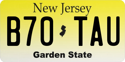NJ license plate B70TAU