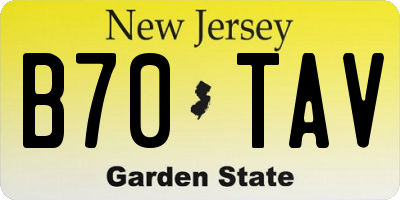 NJ license plate B70TAV