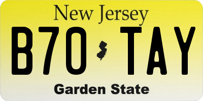 NJ license plate B70TAY