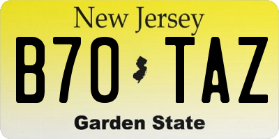 NJ license plate B70TAZ