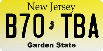 NJ license plate B70TBA