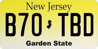 NJ license plate B70TBD