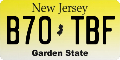 NJ license plate B70TBF