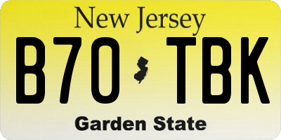 NJ license plate B70TBK