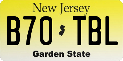 NJ license plate B70TBL